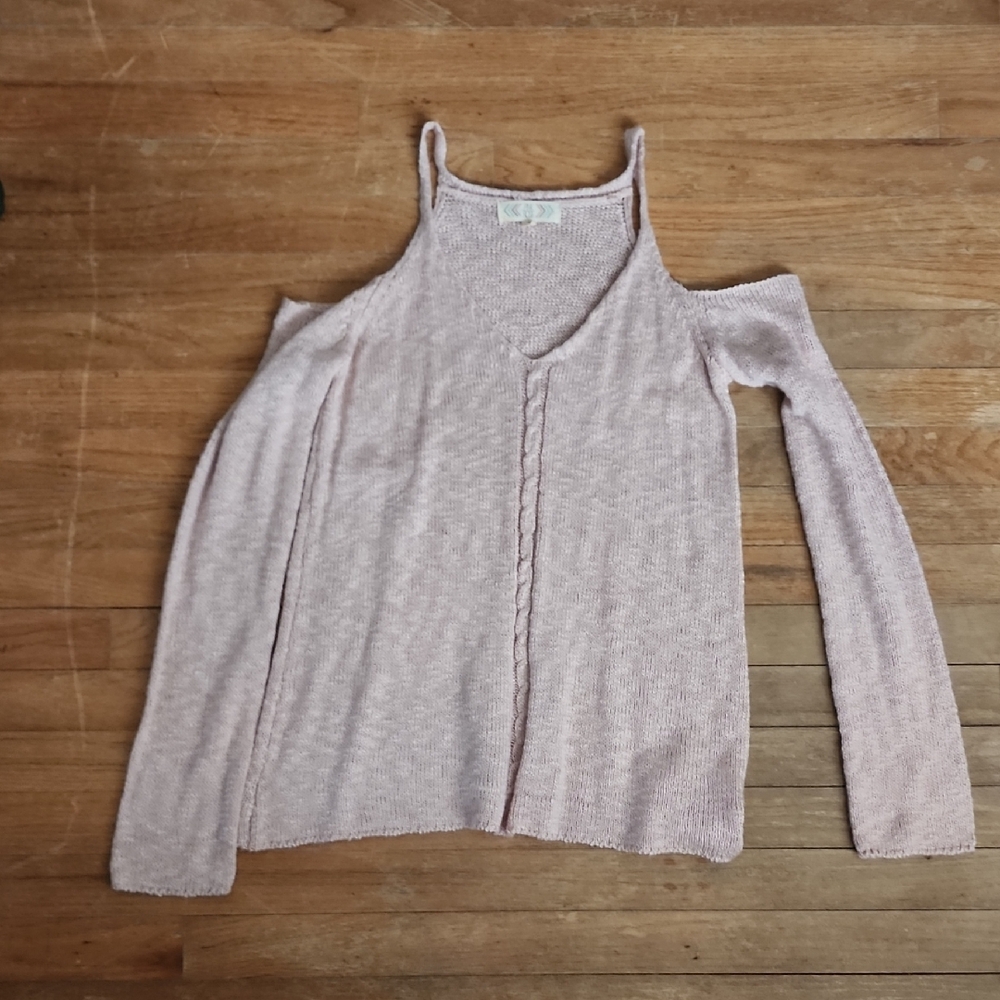 Light Pink Cold Shoulder Sweater Large Junior